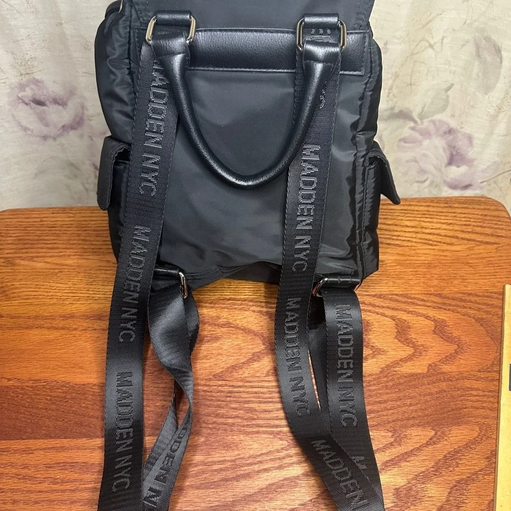 MADDEN NYC‎ Black Nylon Backpack bag handbag purse quilted